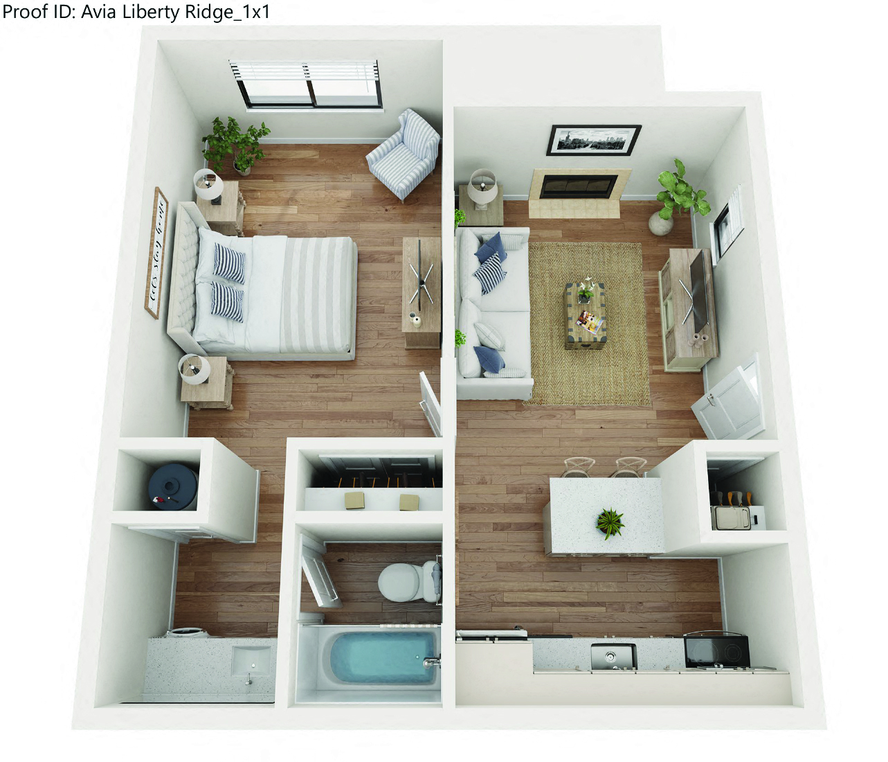 Floor plan for 1 bed, 1 bath, 500 sqft